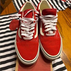 Vans Red and White Canvas Sneakers